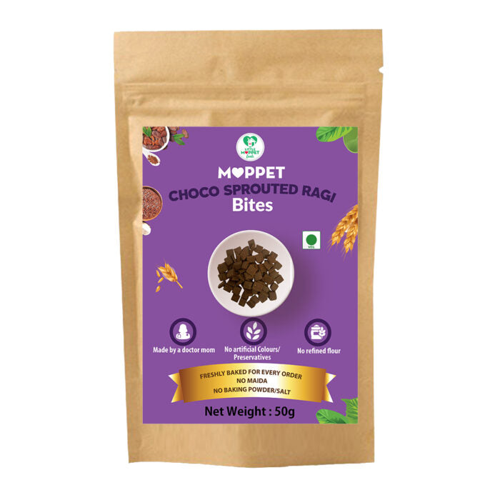 My Little Moppet Choco Sprouted Ragi Moppet Bites - 50 gms - Veeha Foods