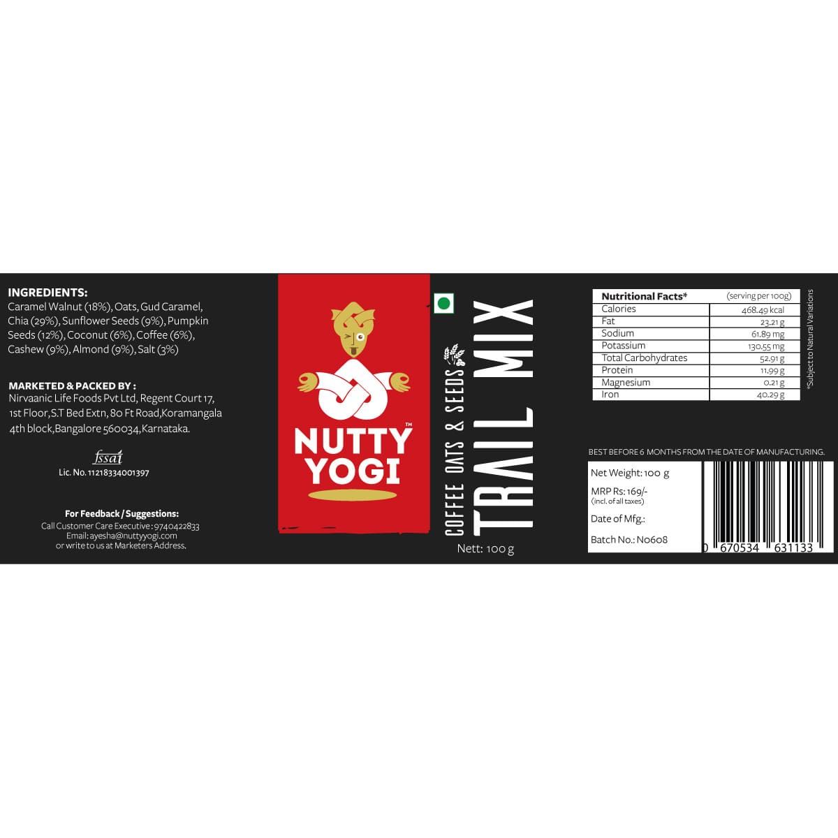 Nutty Yogi Coffee Oats and Seeds Trail Mix 100g