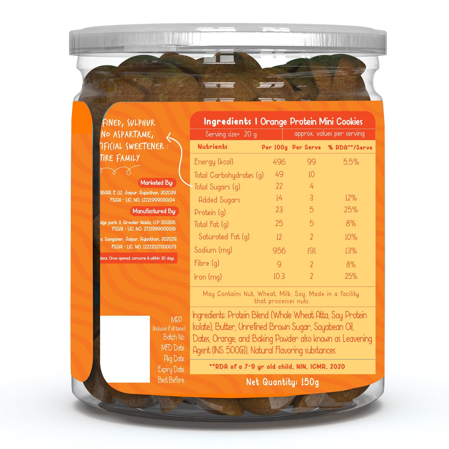 Orange Protein Mini Cookies - 150gms