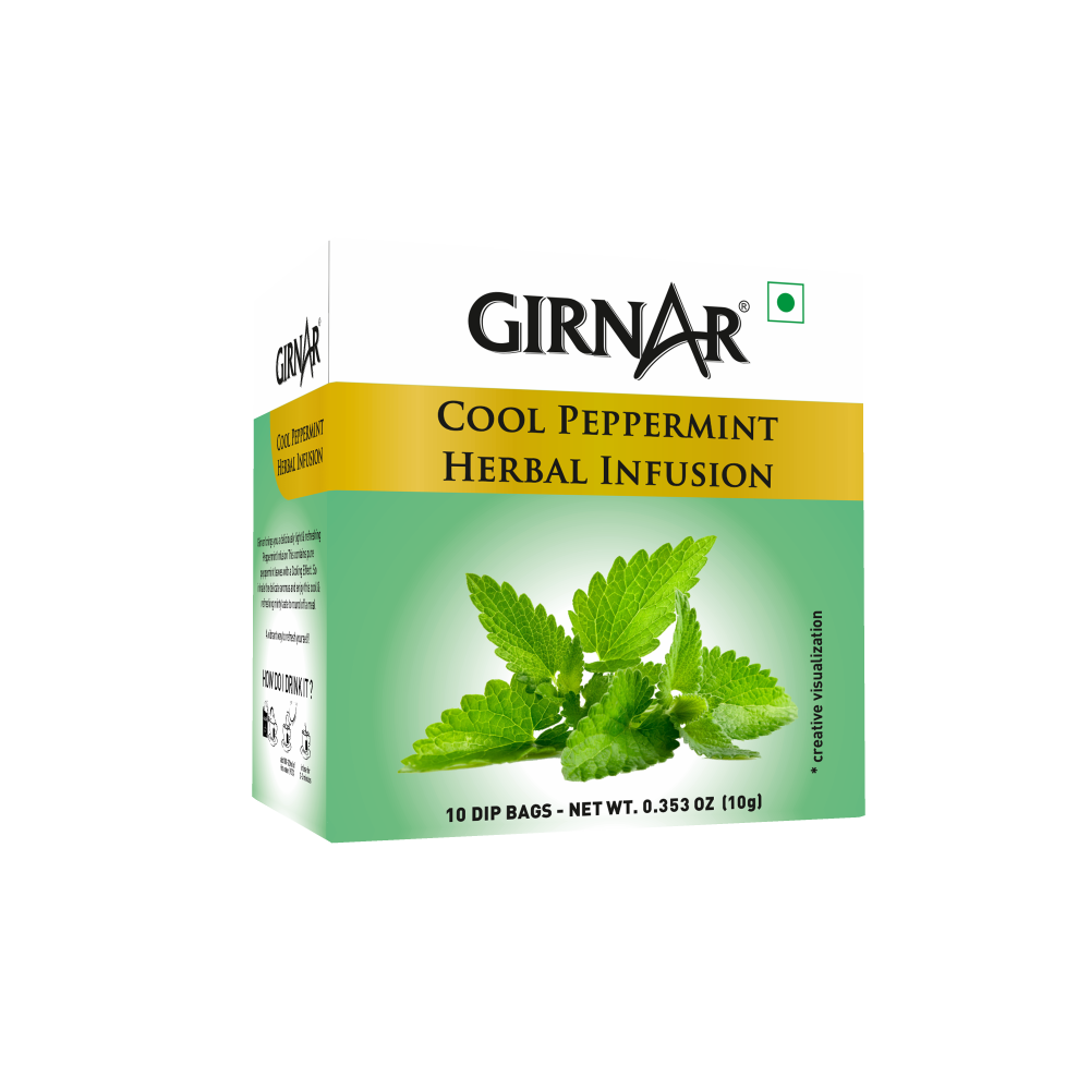 Girnar Cool Peppermint Herbal Infusion - 10 Tea Bags - Veeha Foods