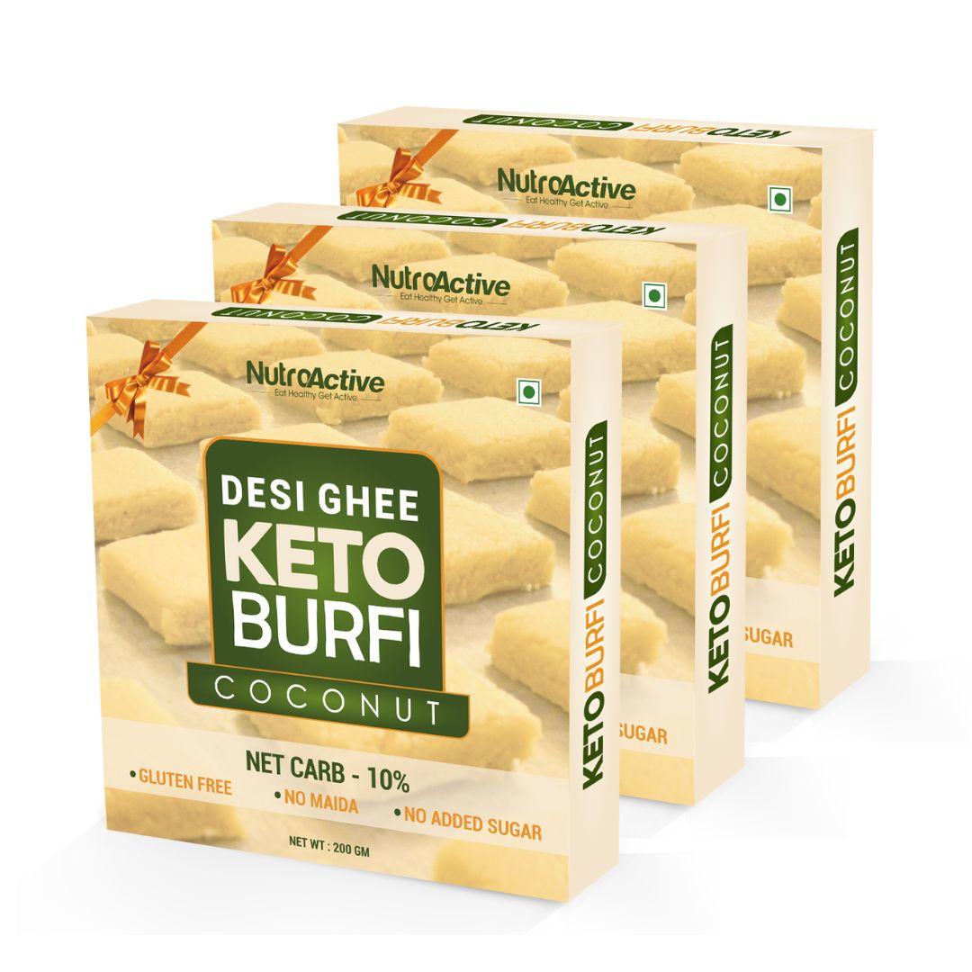 NutroActive Desi Ghee Keto Coconut Barfi- 200g