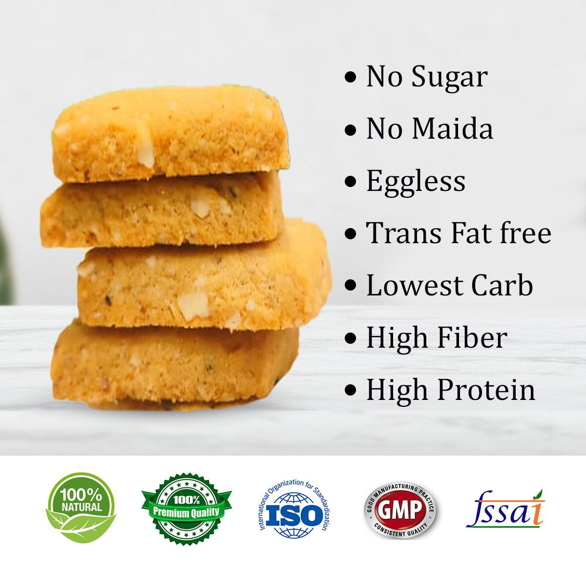 NutroActive Keto Jeera Cookies Salted 0.5g Net Carb Zero Sugar - 110g