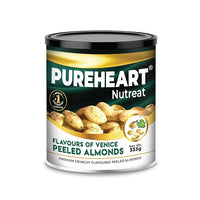 Pureheart Nutreat Crunchy Flavoured Peeled Almonds – Flavours of Venice, Premium California Whole Blanched Almond Nuts, Without Skin Dried Badam