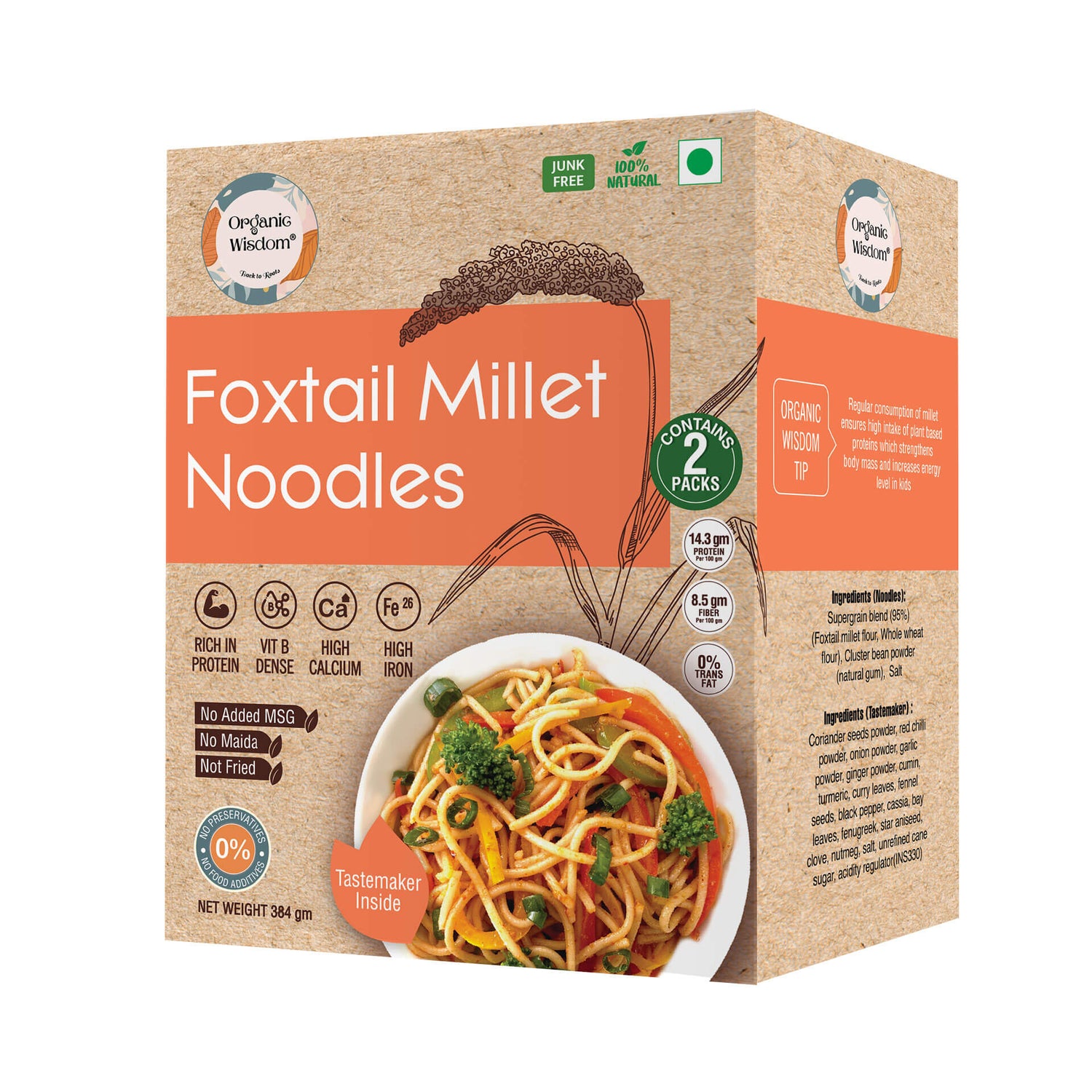 Foxtail Millet Noodles (Contains 2 Packs)