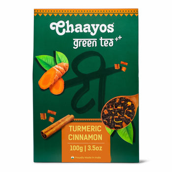 Chaayos Turmeric Cinnamon Green Tea | Turmeric Cinnamon Tea | Whole Leaf Loose Tea | Immunity Boosting - 100g [50 Cups]