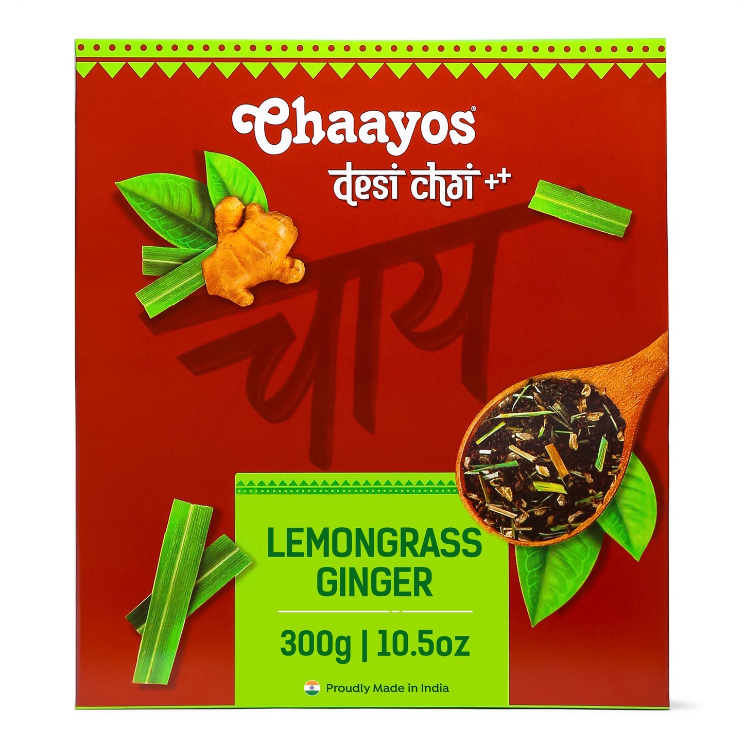 Chaayos Lemongrass Ginger Tea - Premium Ginger Chai Patti for Cough & Cold Remedy (100g)