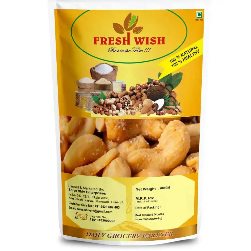 Fresh Wish Flavourful & Crunchy Snack Premium Salted Whole Cashew Nuts