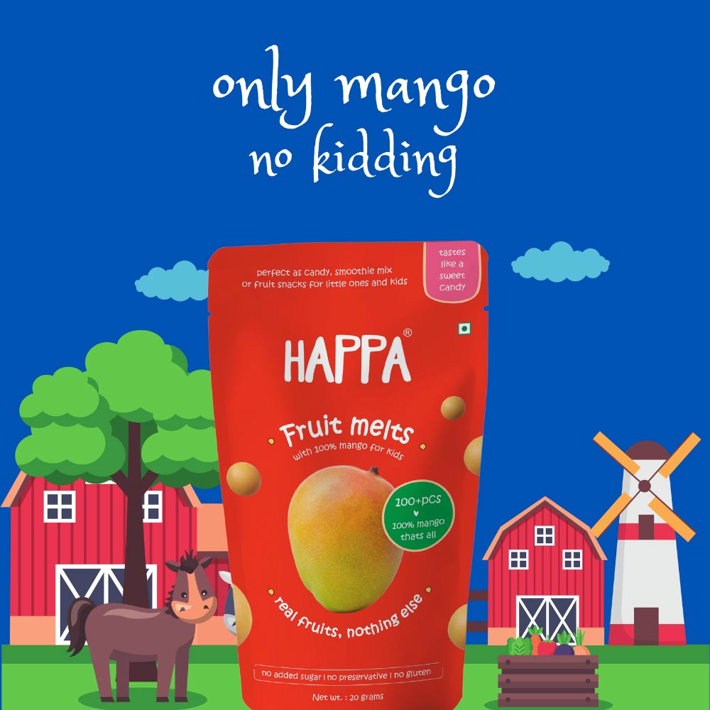 Happa Mango Melts for little ones, made with 100% Mango & nothing else. No added flavour or Sugar!