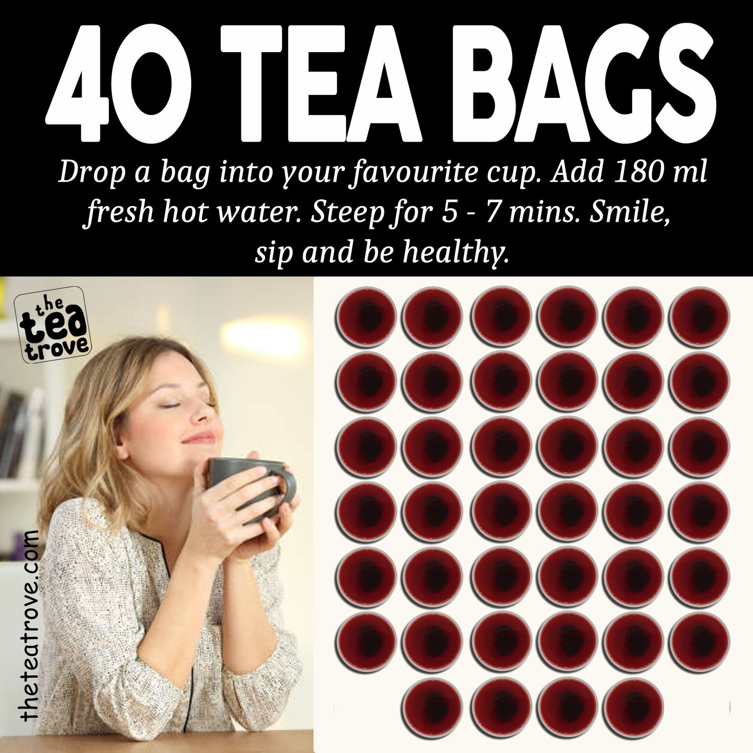 Organic Hibiscus Tea Bags - 40 Eco-Friendly Tea Bag in Reuseable Pouch