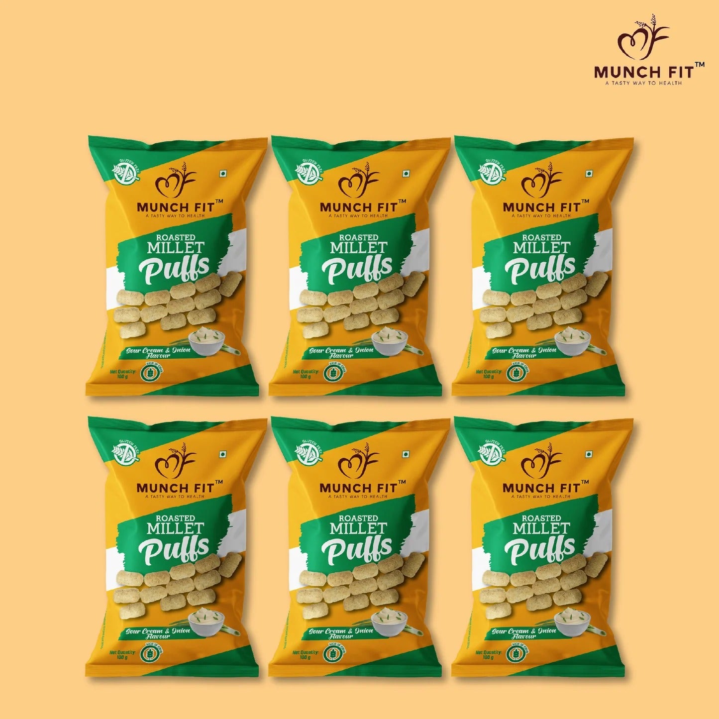 Munch Fit Roasted Millet Puffs – Sour Cream & Onion Flavour - Veeha Foods