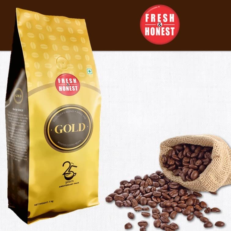 Fresh & Honest Gold Roasted Coffee Beans - 1 kg - Veeha Foods
