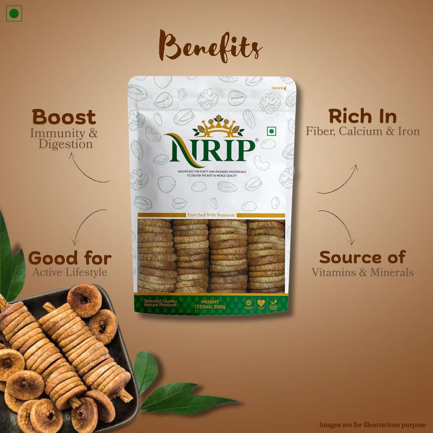 Nrip Premium Dried Afghani Anjeer - 200 gms - Veeha Foods