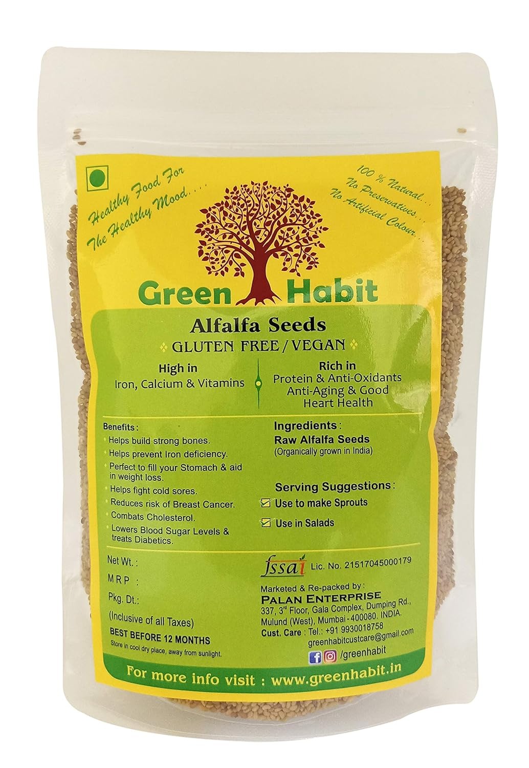 Green Habit Healthy Nutritious Alfalfa Seeds - Veeha Foods