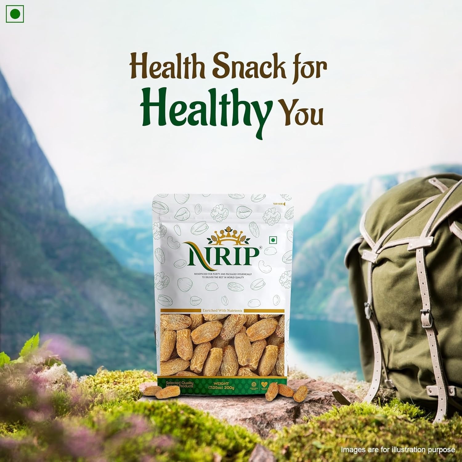 Nrip Yellow Dates Dry Khajoor - 200 gms - Veeha Foods