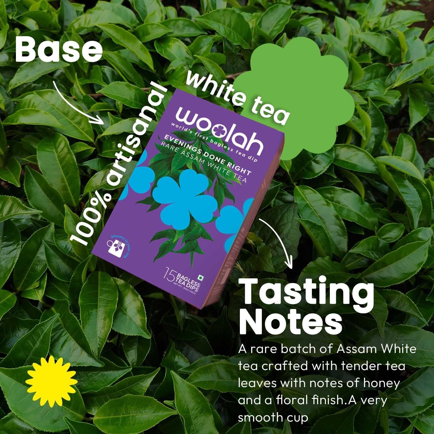 Woolah Rare Assam White Tea Organic Bagless Tea Dip - Veeha Foods