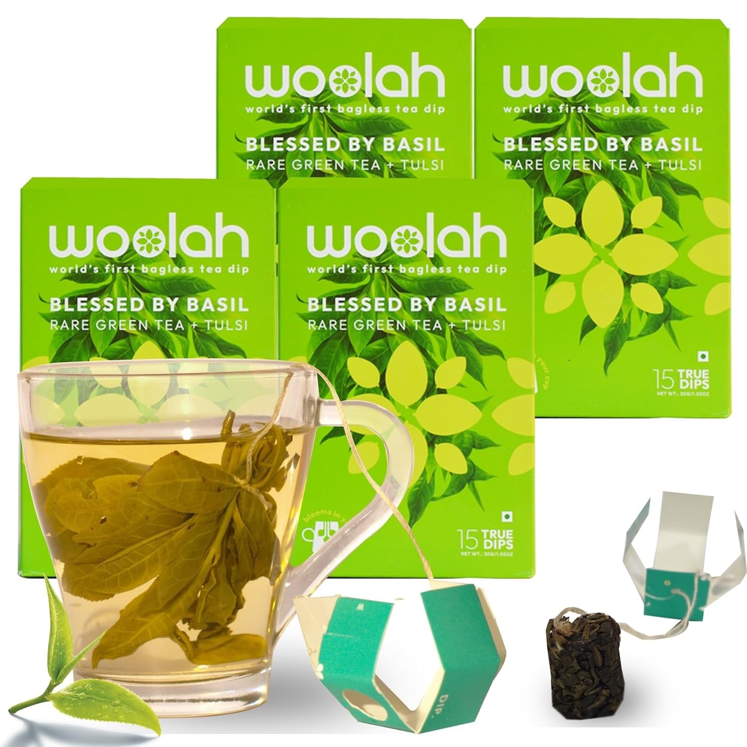Woolah Rare Assam Green Tea With Tulsi - Veeha Foods