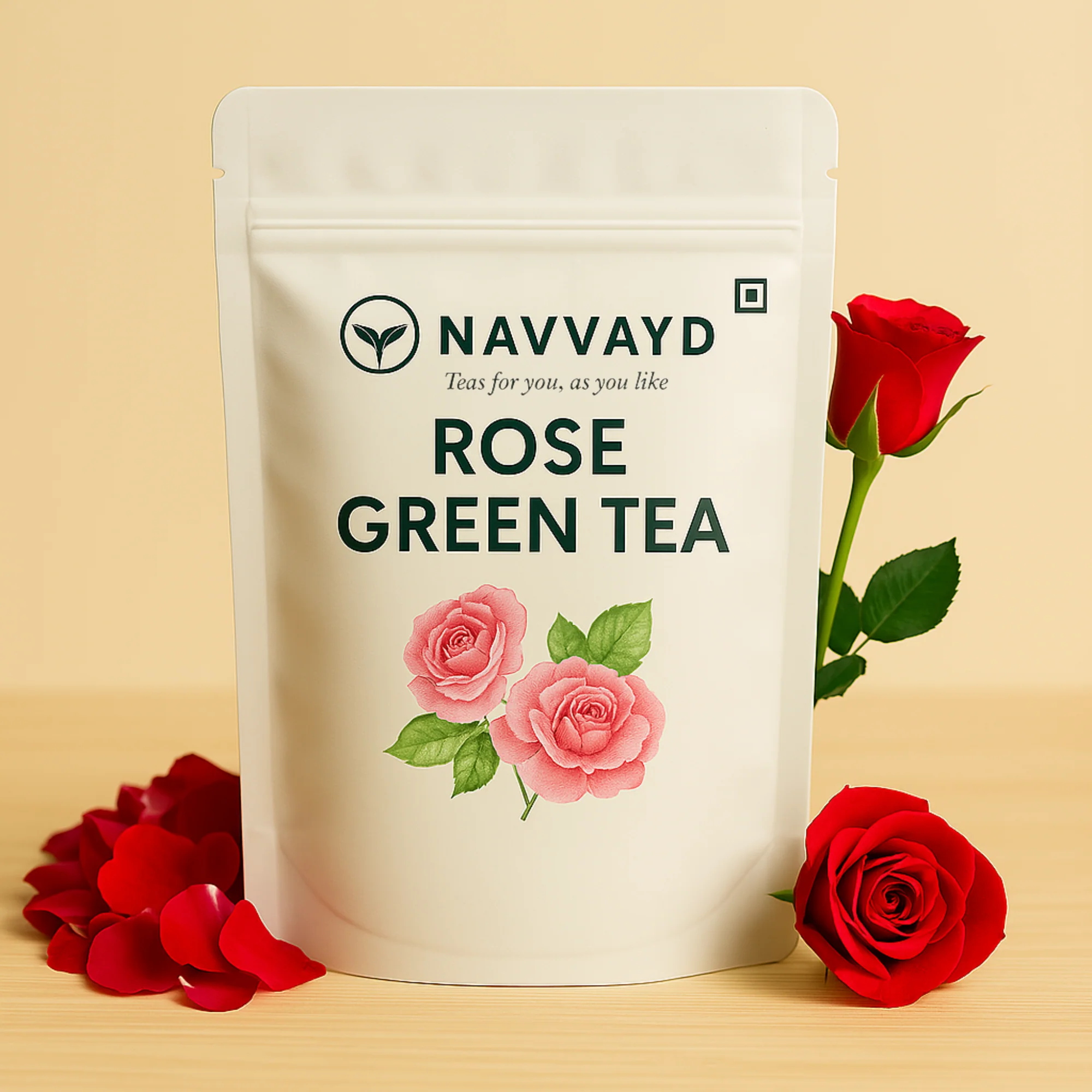 Navvayd Rose Green Tea - 100 gms - Veeha Foods