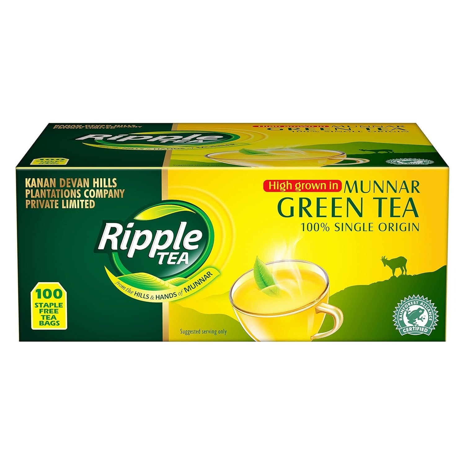 Ripple Green Tea Bags - 100 Bags | Honey Lemon Flavour | 1.3gm Each ...