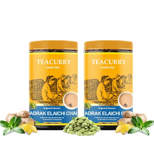 Adrak Elaichi Chai - 100% Natural Ginger Cardamom Chai Tea for Energy  | With Real Adrak, Elachi