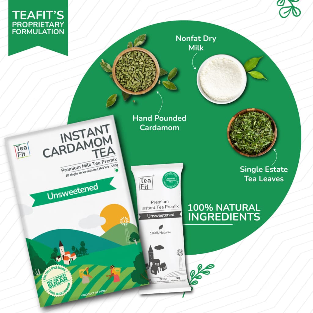 Instant Cardamom Tea Premix - Unsweetened