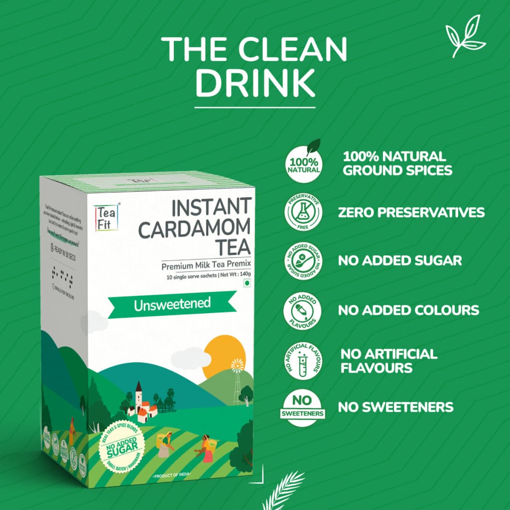 Instant Cardamom Tea Premix - Unsweetened