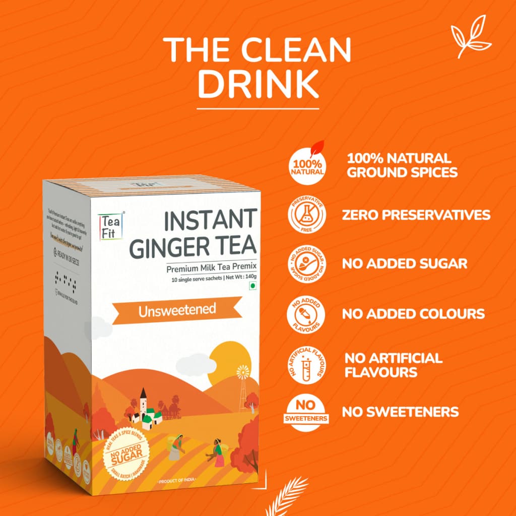 Instant Ginger Tea Premix - Unsweetened