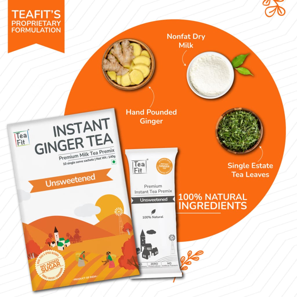 Instant Ginger Tea Premix - Unsweetened