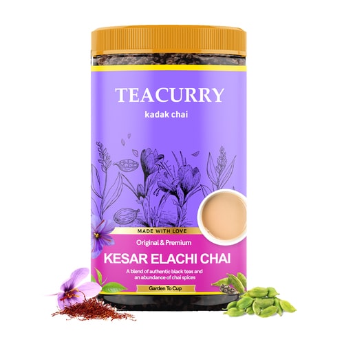 Kesar Elaichi Chai - 100% Natural Saffron Cardamom Chai Tea with Assam Black Tea | With Real Saffron