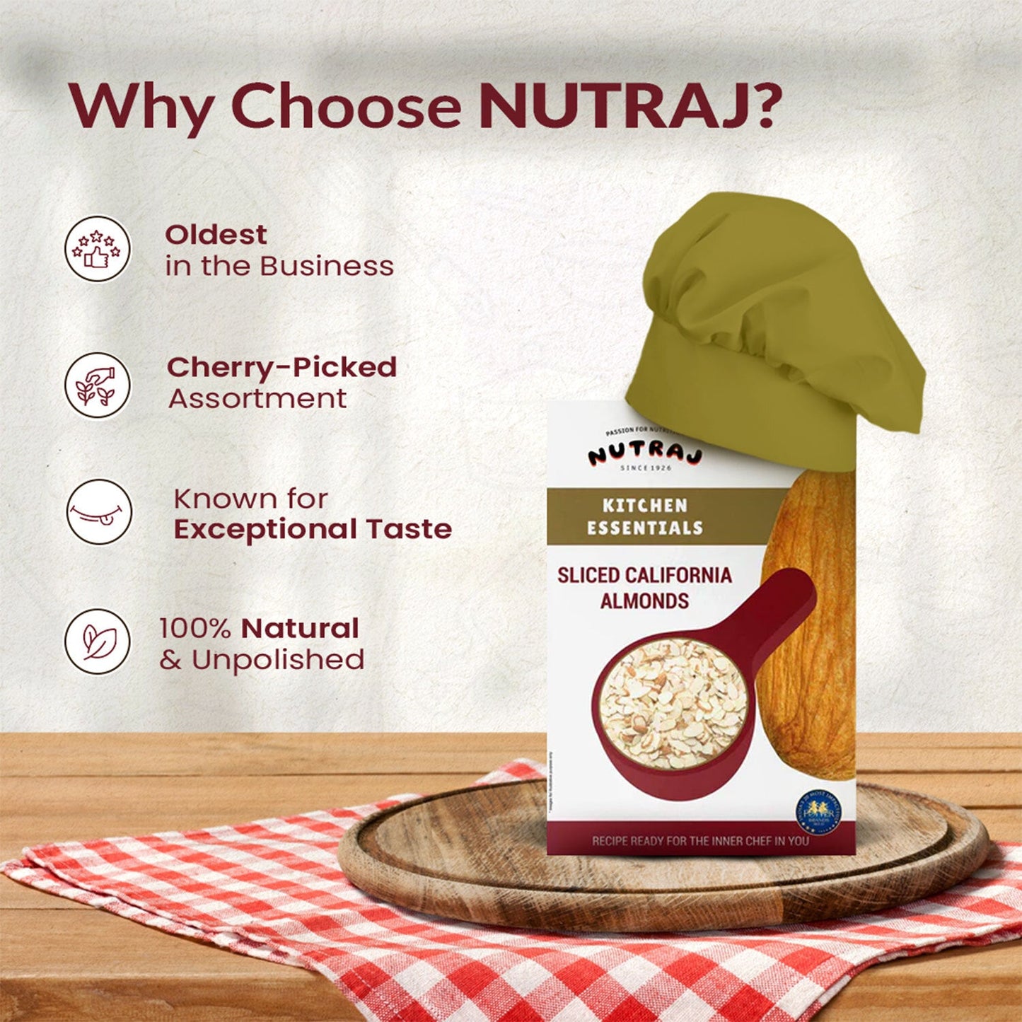 Nutraj Kitchen Essential Sliced California Almonds 200gm