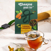 Chaayos Turmeric Cardamom Green Tea | Whole Leaf Loose Tea | Immunity Boosting - 100g [50 Cups]