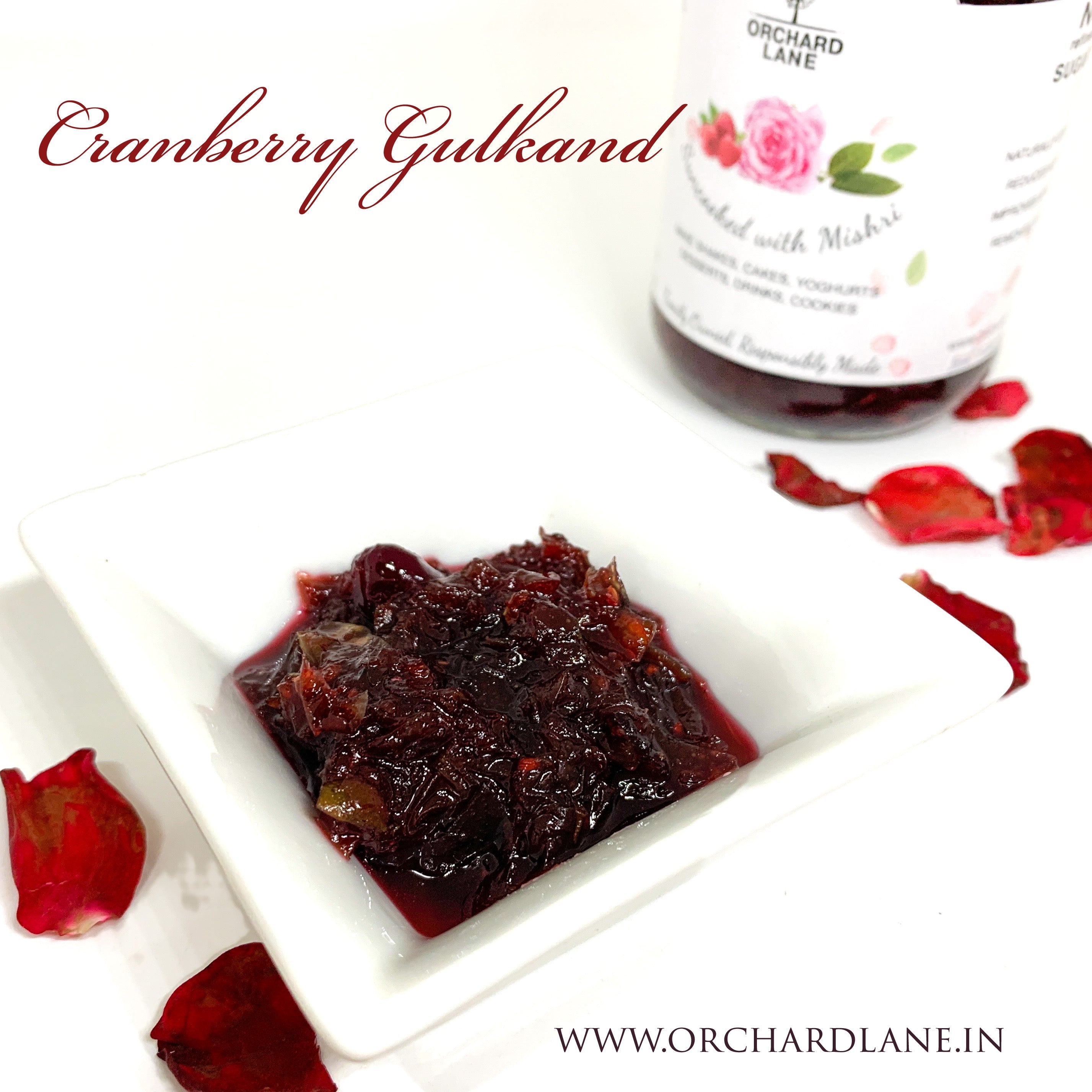 Cranberry Gulkand - Suncooked Damask Rose petals with Mishri, Elaichi