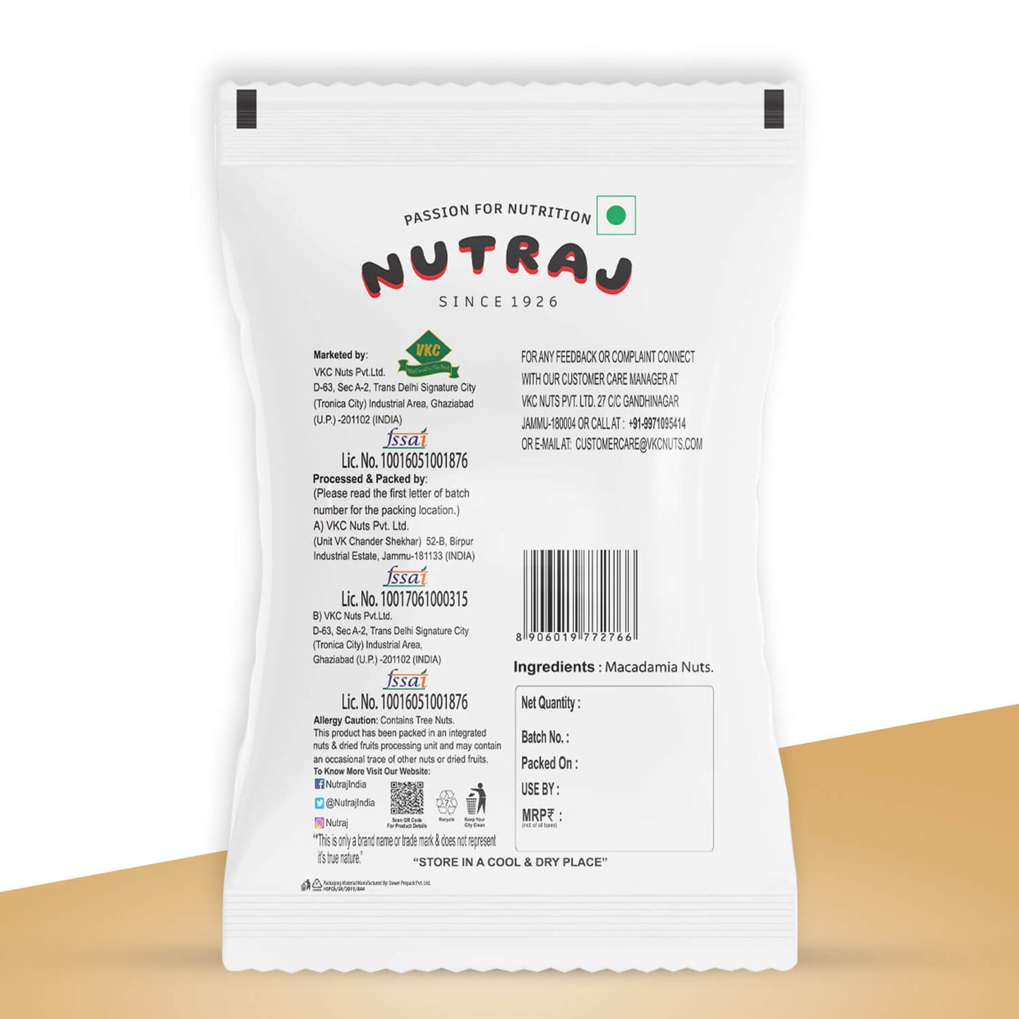 Nutraj Macadamia Nuts 100gm