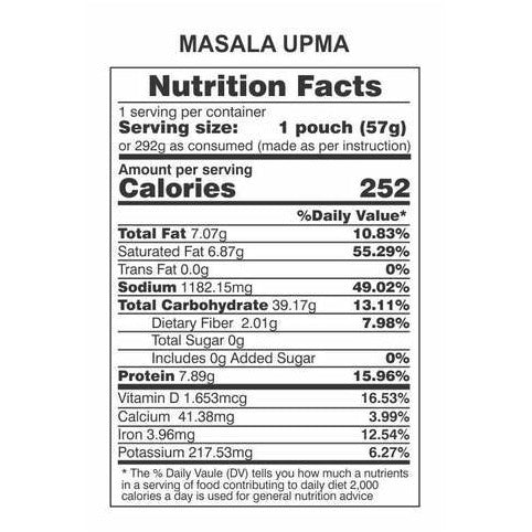 Masala Upma Pouch, 63g (Pack of 2) - Ready to Eat | Instant Food | No Added Preservatives