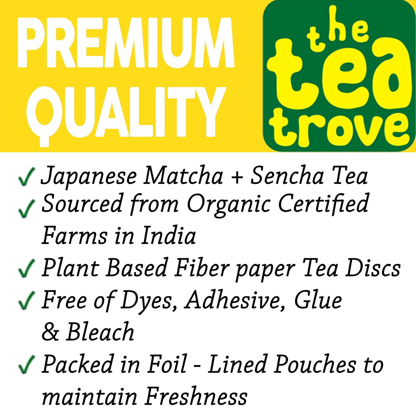 Japanese Matcha Green Tea Bags - 40 Eco-Friendly Matcha Tea + Sencha Green Tea Bag in Resealable pouch