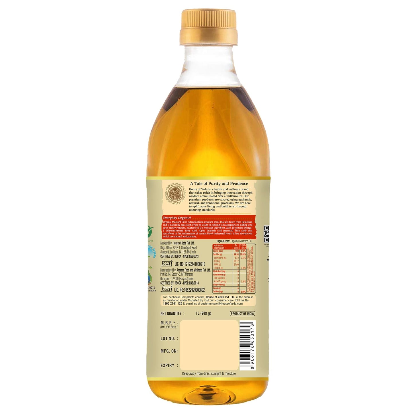 Organic Mustard Oil 1L ( Pack of 2 )