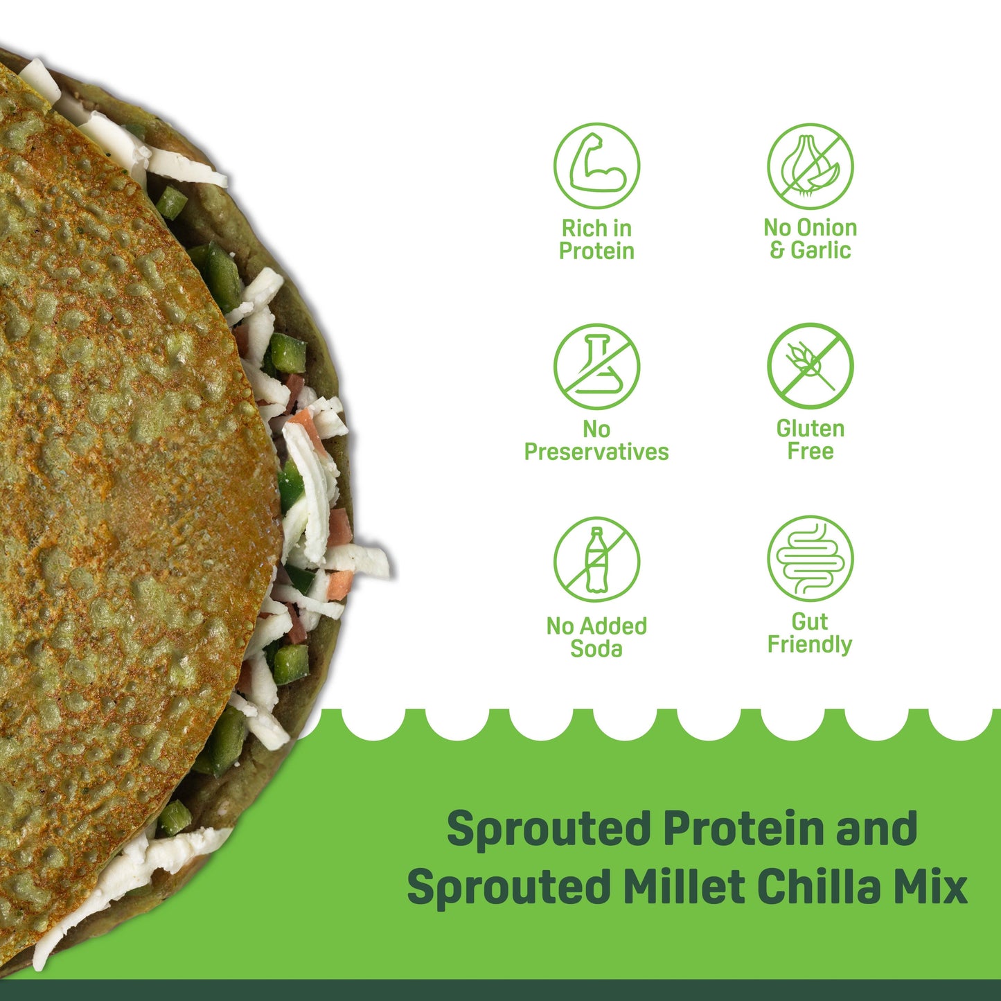 Sprouted Protein and Millet Chilla Mix Combo- Spinach & Masala Flavor