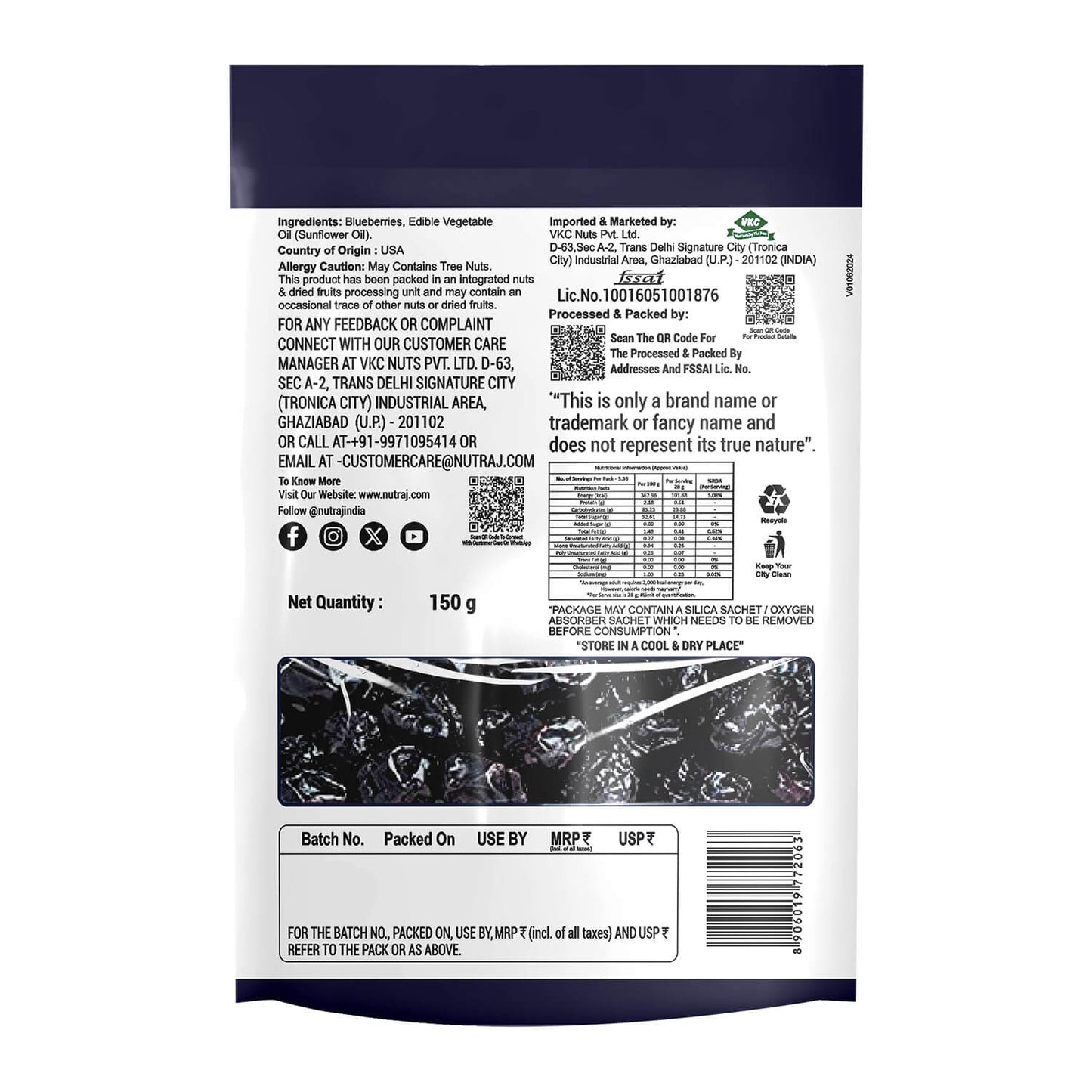 Nutraj Dried Blueberries 150gm