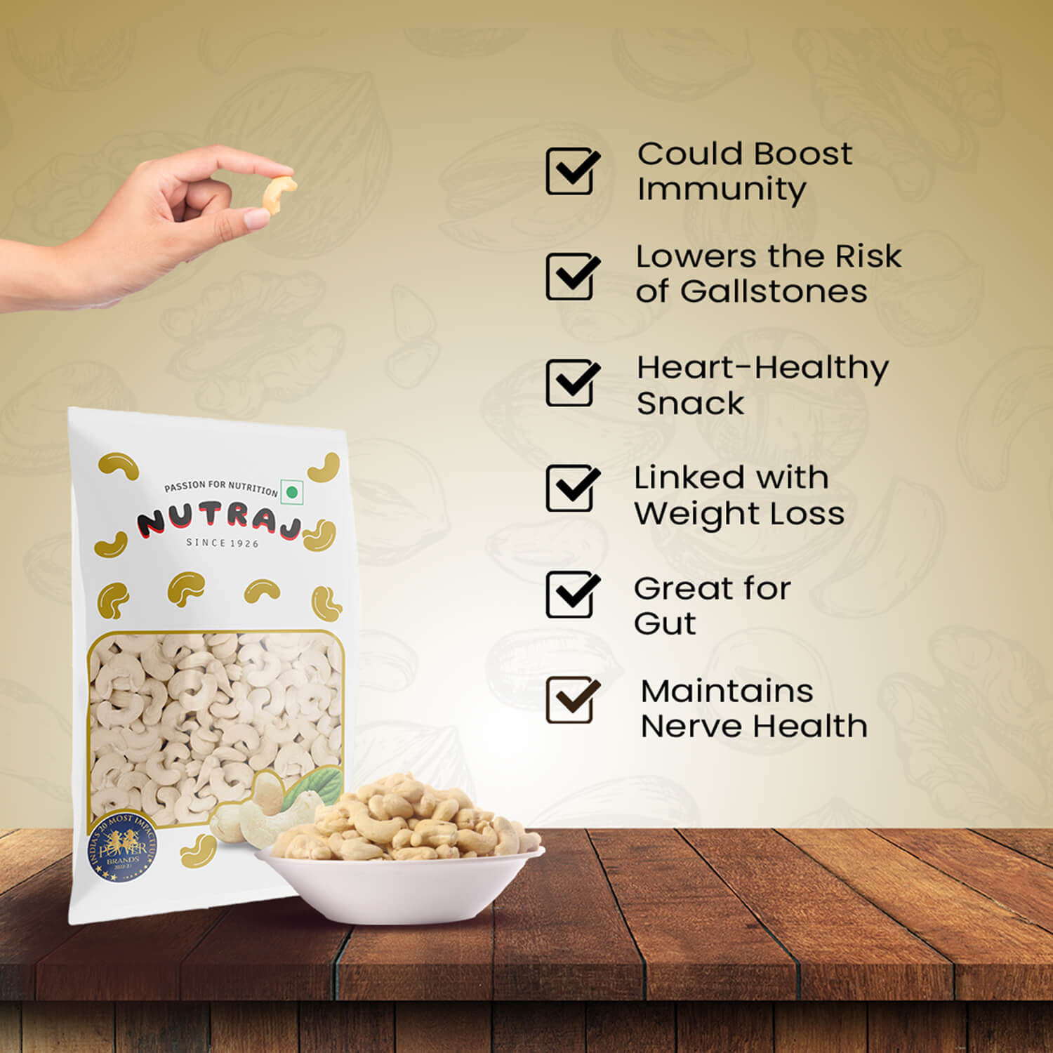 Nutraj Premium Cashew Nuts 200gm (W320)