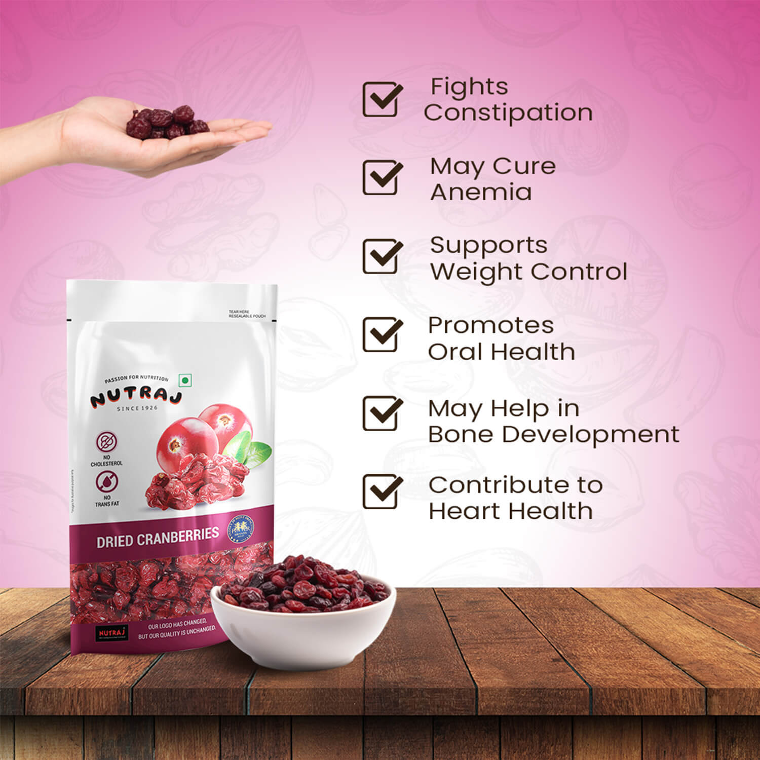 Nutraj Sliced Dried Cranberries 180gm