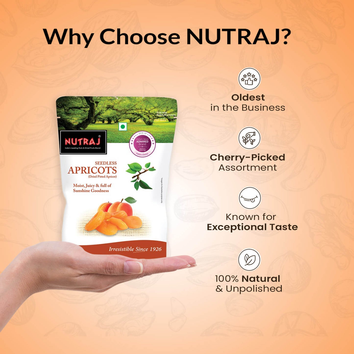 Nutraj Premium Dried Pitted Turkish Apricots 200gm