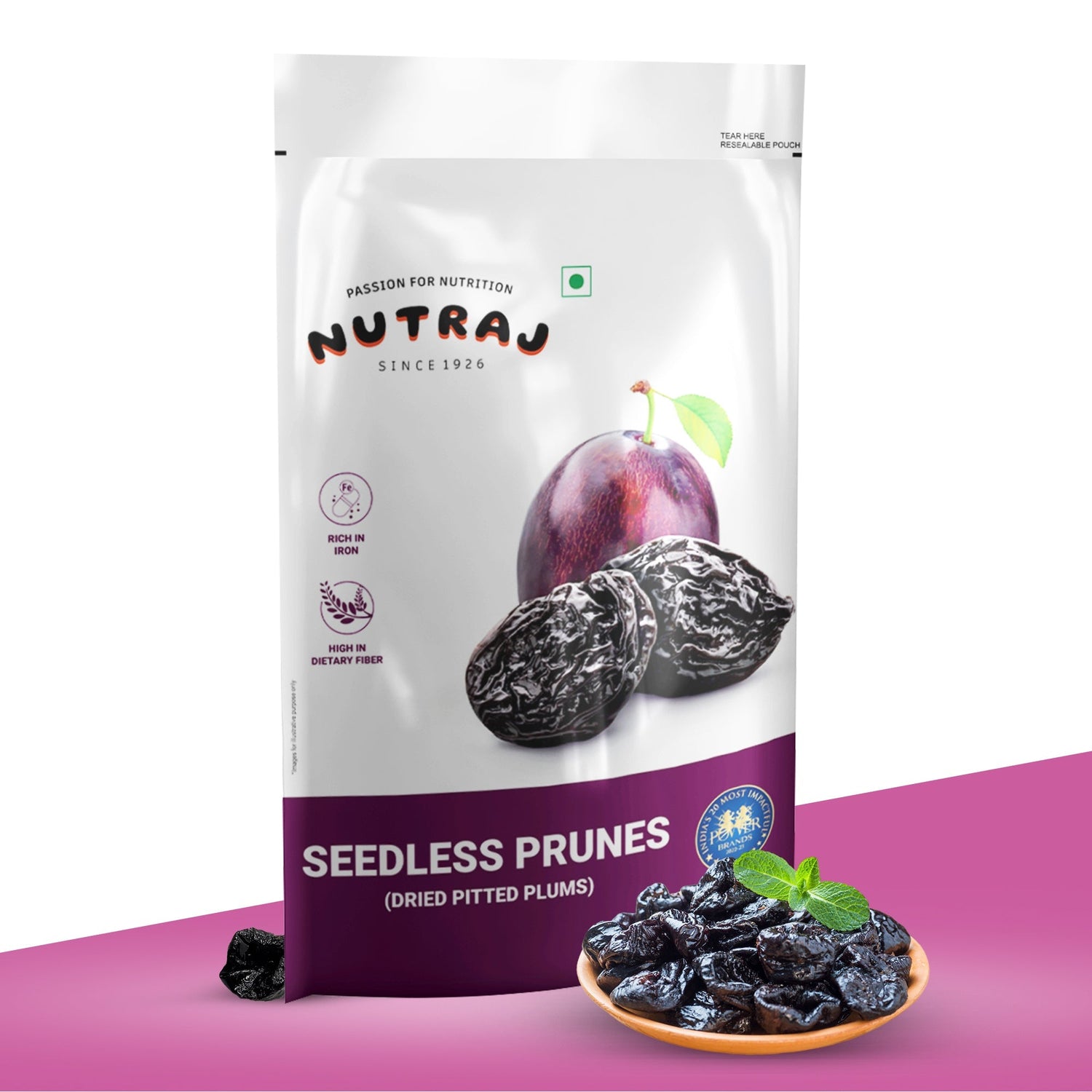 Nutraj Dried Pitted Prunes (Dried Seedless Plums) 200gm