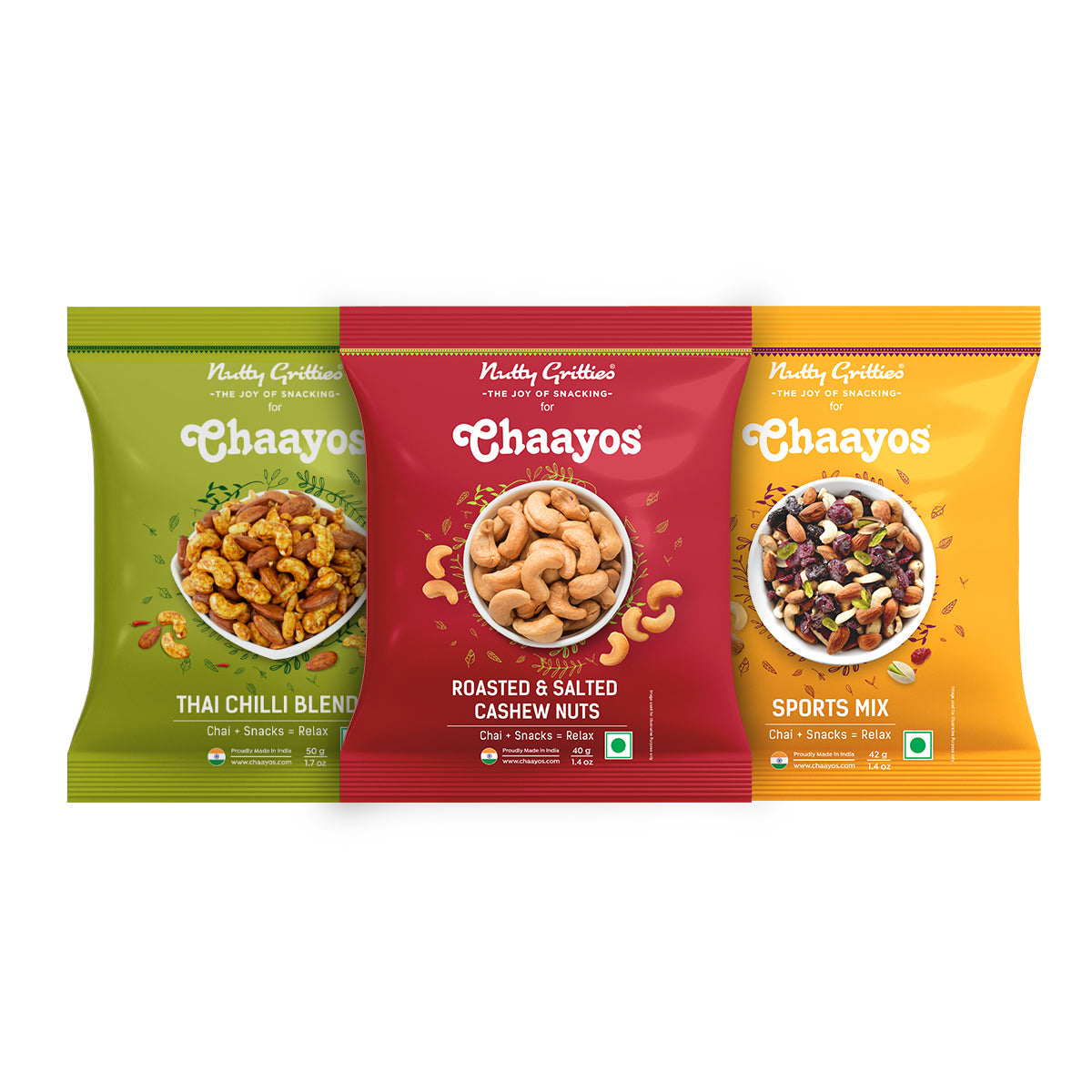 Chaayos Roasted Crispy Roasted Premium Nuts with combo of 3 Flavour