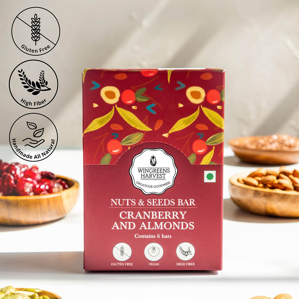 Nuts & Seeds Bar - Cranberry & Almond (Pack of 6), 180 g