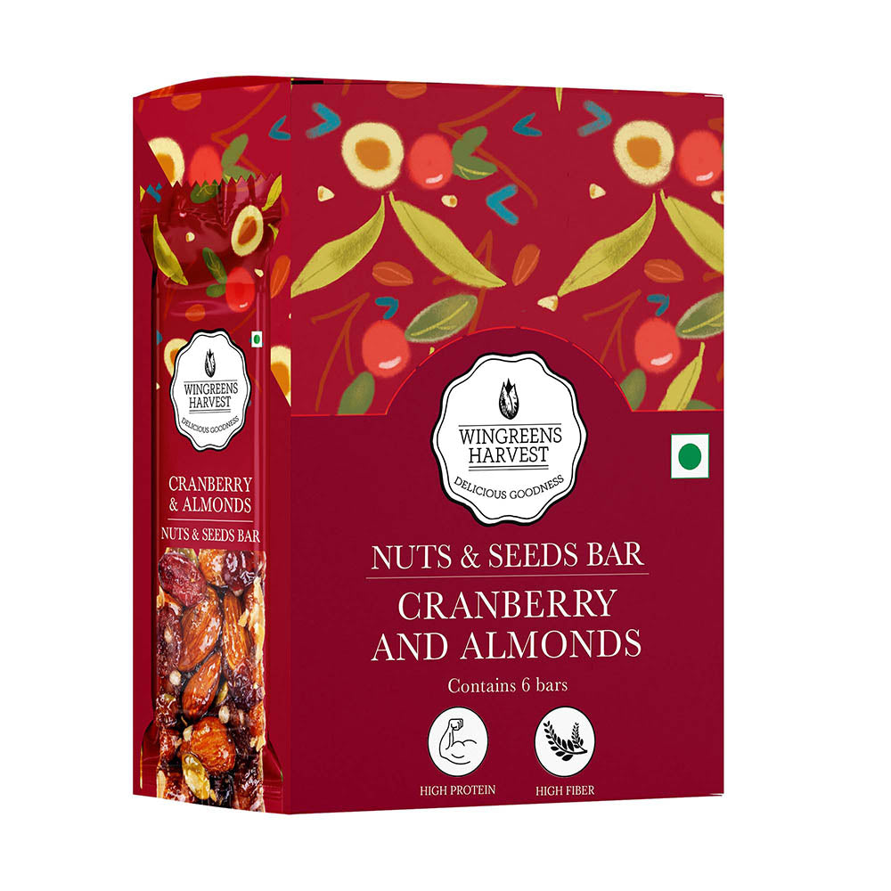 Nuts & Seeds Bar - Cranberry & Almond (Pack of 6), 180 g