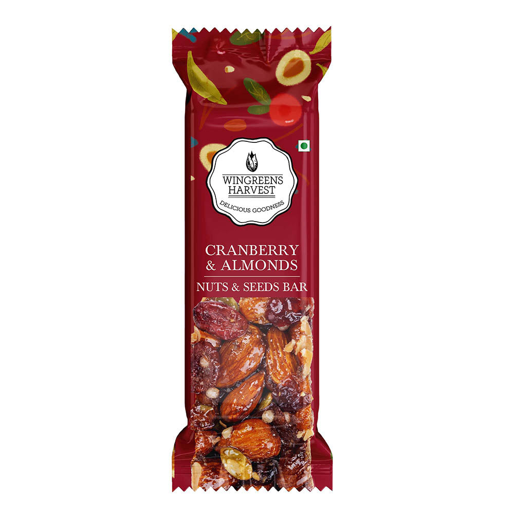 Nuts & Seeds Bar - Cranberry & Almond (Pack of 6), 180 g