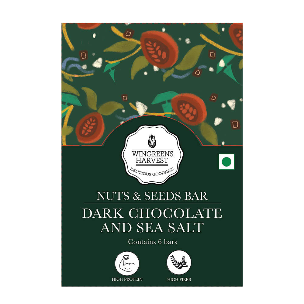 Nuts & Seeds Bars - Dark Chocolate & Sea Salt (Pack of 6), 180 g