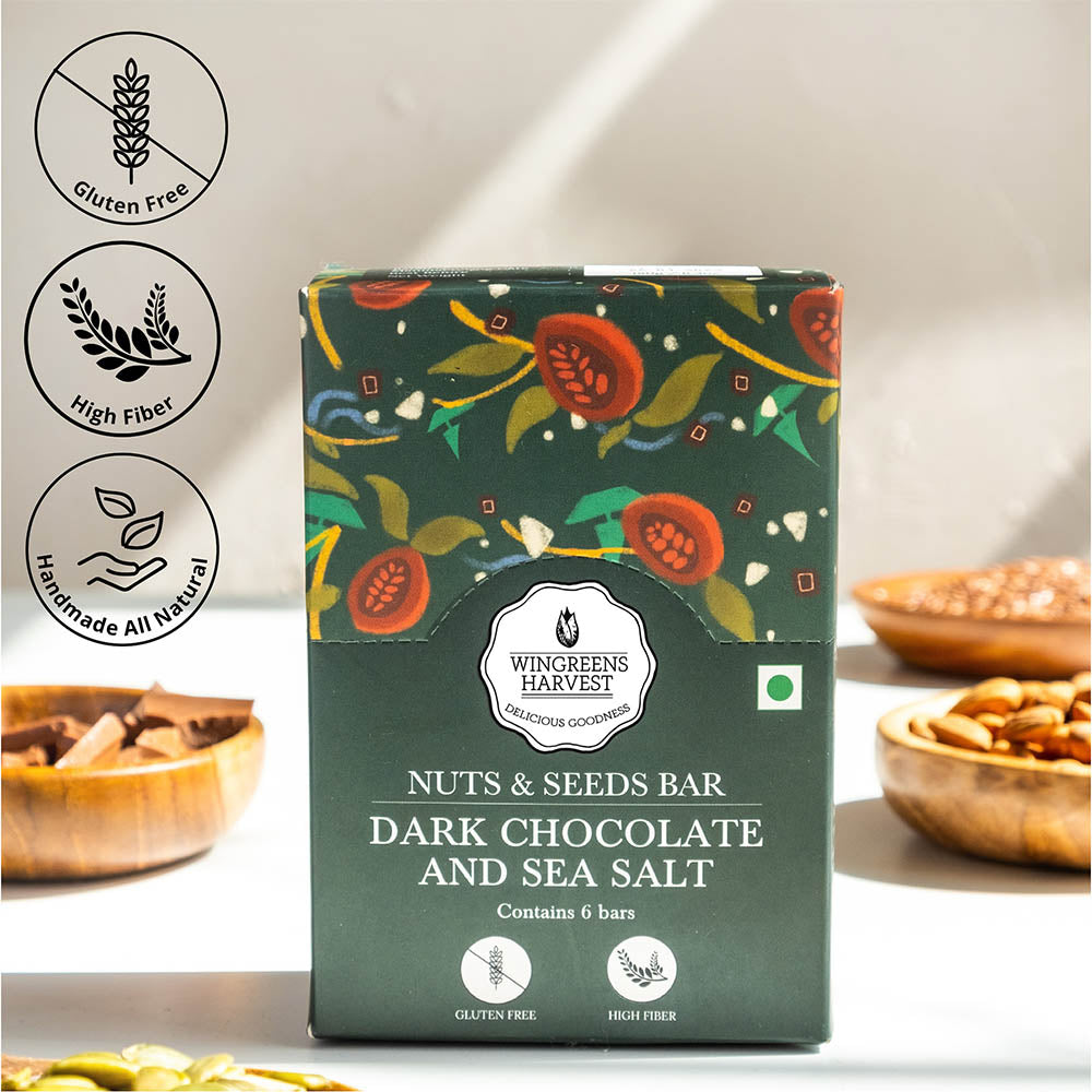 Nuts & Seeds Bars - Dark Chocolate & Sea Salt (Pack of 6), 180 g