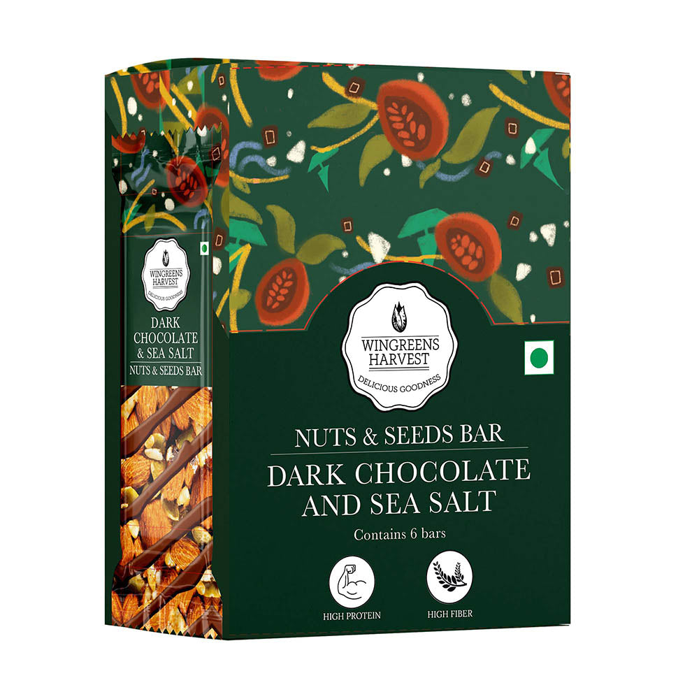 Nuts & Seeds Bars - Dark Chocolate & Sea Salt (Pack of 6), 180 g