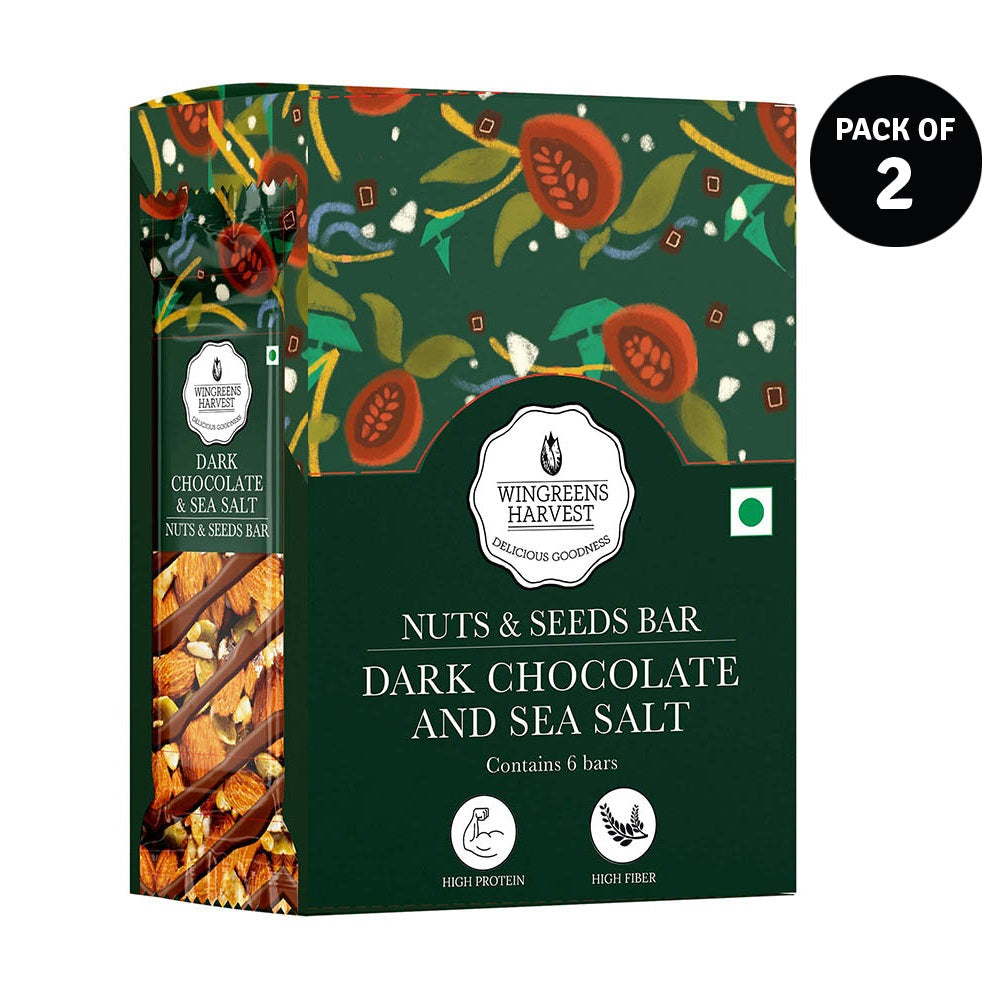 Nuts & Seeds Bars - Dark Chocolate & Sea Salt (Pack of 6), 180 g