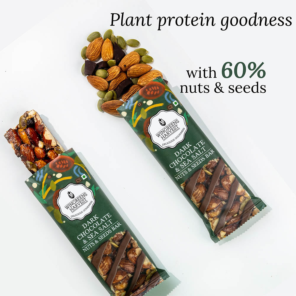 Nuts & Seeds Bars - Dark Chocolate & Sea Salt (Pack of 6), 180 g